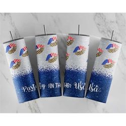 lips 4th of july glitter tumbler 20oz skinny tumbler sublimation, gift for co worker, gift for her, double wall insulate