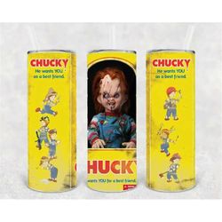 chucky horror movie characters halloween 20oz tumbler double wall insulated travel mug cup gift for her co worker