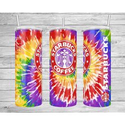 tie dye coffee starbuks tumbler, 20oz skinny tumbler sublimation design, gift for her