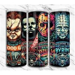 horror movie characters halloween 20oz tumbler double wall insulated travel mug cup gift for her co worker