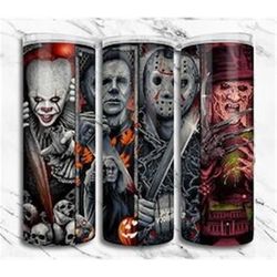 horror movie characters halloween 20oz tumbler double wall insulated travel mug cup gift for her co worker