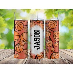 custom name basketball tumbler, personalized gift for him, basketball tumbler cup, basketball gift for men, 20 oz sports