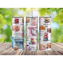 baking life tumbler cup, adorable baking enthusiast tumbler gift for mom, donuts tumbler gift for her, cookies tumbler,