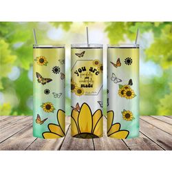 fearfully and wonderfully made christian affirmations tumbler cup, sunflower gifts for her, faith gifts for women, psalm