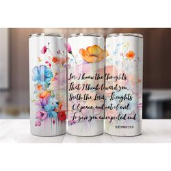 thoughts of peace,give expected end affirmations tumbler with straw 20oz, coffee lover gift, faith gifts for women, jere