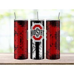 ohio state tumbler cup, grunge style tumbler, college football tumbler, ohio state buckeyes gift, football lover gift, o