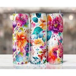 watercolor flower tumbler for women, floral tumbler cup with straw and lid, floral tumbler birthday gift for her, flower