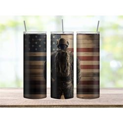 patriotic military tumbler cup with american flag, memorial day gift for him, veteran appreciation gift for men, perfect