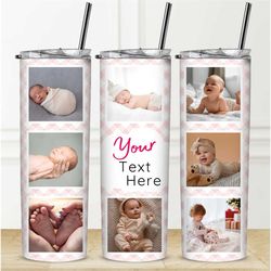 baby custom photo text girl tumbler add your own photo text personalised gift water bottle wedding gift memorial tumbler