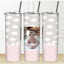 baby girl custom photo text tumbler add your own photo text personalised gift water bottle wedding gift memorial tumbler