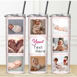 custom baby girl photo text tumbler add your own photo text personalised gift water bottle wedding gift memorial tumbler