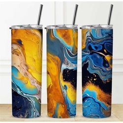 tumbler personalization available sublimation permanent wave design gift box water bottle straw camp name marble custom