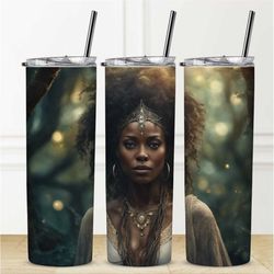 african warrior lady design tumbler personalization available straw hot cold drinks stainless steel sublimation custom w