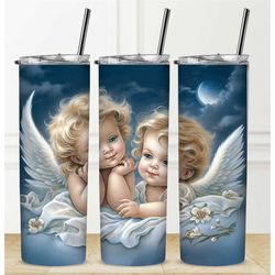 angel babies tumbler personalization available straw hot cold drinks stainless steel sublimation design custom name wate