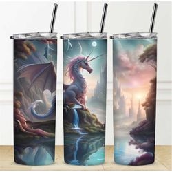 dragon unicorn fantasy mystical tumbler personalization available straw hot cold drinks stainless steel design custom na