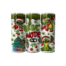 20oz stainless steel tumbler | grinchmas tumbler with straw |  grinch mode | grinch stitch| christmas