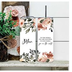 personalized mom tumbler, personalized mom stainless steel floral skinny tumbler, mother's day gift, gift for mom, grand