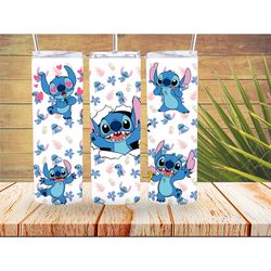 stitch color anime cartoon 20oz skinny tumbler wrap design png,  tumbler design, digital download tumbler order form bea