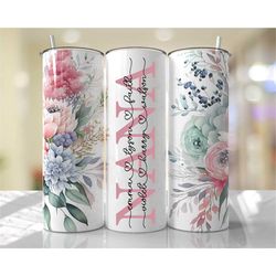 personalized grandma tumbler, personalized stainless steel  floral  skinny tumbler, mother's day gift, gift for mom, gra