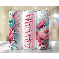 personalized grandma tumbler, personalized stainless steel  floral  skinny tumbler, mother's day gift, gift for mom, gra