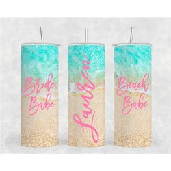 personalized beach bachelorette party tumblers, beach babe tumblers, bridesmaids tumblers