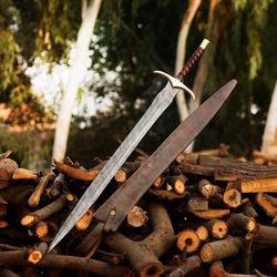 hand forged damascus steel viking sword sharp / battle ready medieval sword gift, gift for husband, gifts for him, gifts