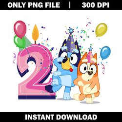 bluey & bingo 2nd birthday png, bluey cartoon png, logo file png, cartoon png, logo design png, digital download.
