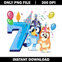 bluey happy 7th birthday boy png, bluey cartoon png, logo file png, cartoon png, logo design png, digital download.