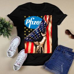 awesome pfizer logo and america flag shirtunisex t shirt