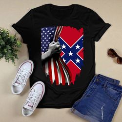 confederate flag behind american flag shirtunisex t shirt