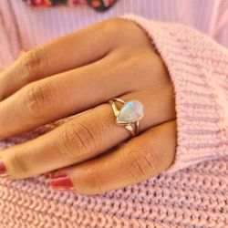 rainbow moonstone ring 925 sterling silver women ring handmade women ring engagement ring gift for her