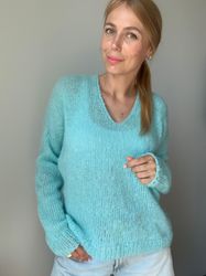 kidmohair&silk, ready to ship, soft mohair sweater, wool sweater, mohair pullover, handknit sweater, knitted sweater