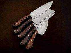 5pcs hand forged damascus steel chef set, handmade damascus knives, damascus chef's knife set