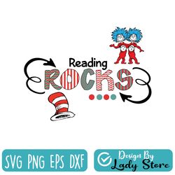 dr seuss reading rocks svg, dr seuss svg, the cat in the hat svg, thing 1 thing 2 svg