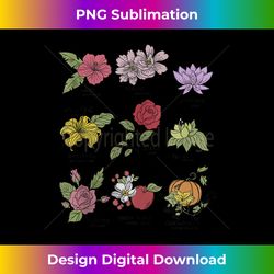 Disney Princesses Types Of Flowers Textbook Poster Tank Top - Vibrant Sublimation Digital Download - Pioneer New Aesthetic Frontiers
