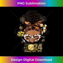 happy new year 2024 messy bun black women african american tank top - futuristic png sublimation file - striking & memorable impressions