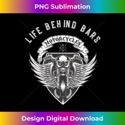 life behind bars motorcycle skull - on back - sublimation-optimized png file - craft with boldness and assurance