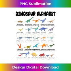 dinosaur alphabet - types of dinosaurs - dino identification - artisanal sublimation png file - access the spectrum of sublimation artistry