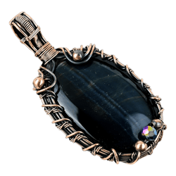 channel serenity and strength: blue tiger eye copper pendant - exquisite handcrafted gemstone jewelry for anniversaries