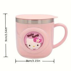 8.79oz hellokitty milk cup, household small capacity 316 stainless steel water cup with scale and lid, cute cartoon wate