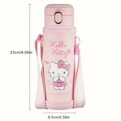 hellokitty insulated bottle, cute water bottle with straw, food grade 316 stainless steel water bottle 15.55oz