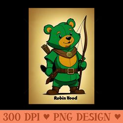 adventurous archer robin hood bear - vector png download