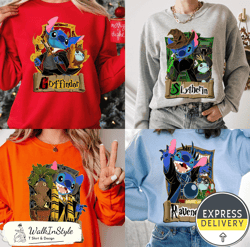 stitch harry potter four houses in hogwarts sweatshirt