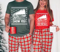 bend over and i'll show you christmas couple matching t-shirt, christmas vacation shirt, griswold family shirt, cute chr