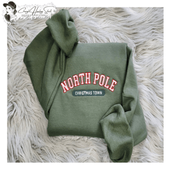 embroidered north pole university college sweatshirt - embroidered north pole college unisex sweatshirt or hooded sweats