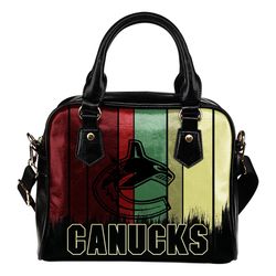 vintage silhouette vancouver canucks purse shoulder handbag, lady leather handbags