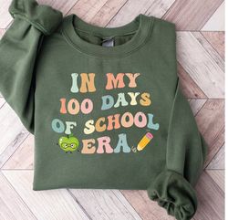 100 days of school sweatshirt, gift for teacher, gift for student, student sweater, school hoodie, 100th day of school c