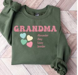 custom grandma sweatshirt, grandma heart sweater, grandma gift, gift for grandma hoodie, personalized grandma sweatshirt