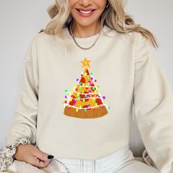 pizza christmas tree lights t-shirt, christmas pizza sweatshirt, pizza lover shirt, christmas family shirt, christmas pi