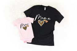leopard mama mini tshirts, matching family gift shirts, mommy and me sweatshirts, new mom outfit, mother daughter clothi